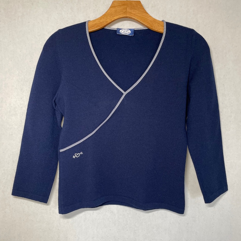 NWOT Vintage BluMarine Navy V-Neck Sweater